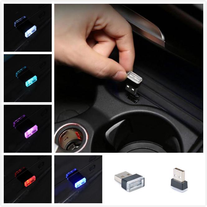 Mini USB azul LED luz Interior del coche neón atmósfera lámpara ambiental
