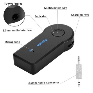 ivywhere receptor inalámbrico bluetooth de 3,5 mm usb para aux estéreo audio música coche adaptador micrófono co