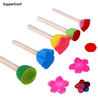 Spb 5 pzs brochas de pintura de esponja de madera/juguetes para niños
