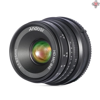 Andoer 25mm F APS-C lente de cámara de enfoque Manual de gran apertura de gran angular de repuesto para cámaras sin espejo E-Mount A7III/A9/NEX 3 3N/NEX 5 5T 5R/NEX 6 7/ 0/ 0/ 0/ 0/ 0/ 0/ 0/ 0
