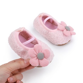 Zapatos de bebé niñas zapatillas acogedora lana suave suela de cerezo zapatos de cuna 0-18M (5)