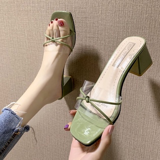 2021Nuevas sandalias femeninas estudiantes estilo coreano moda medio tacón sandalias femenino verano exterior antideslizante talón grueso tacones altos Mujer