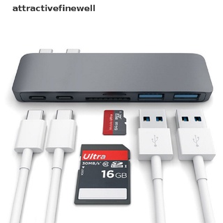 [attractivefinewell] Concentrador USB C 3.1 Tipo Dual-A HDMI RJ45 PD 3.0 SD Para MacBook Adaptador