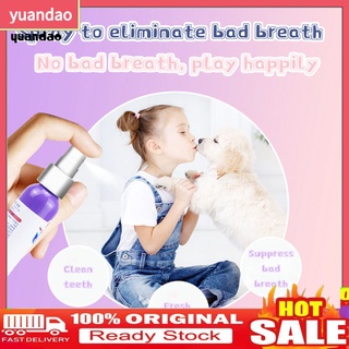 Yuandao Fresh Breath Pet desodorante Oral perro aliento ambientador de limpieza de dientes Spray eliminar olor para perro