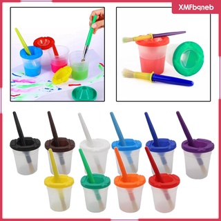 10 tazas de pintura a prueba de derrames, tazas de pintura con tapas para niños, juguetes de pintura (8)
