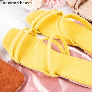 [newnorthcast] mujer zapatilla cuadrada dedo del pie verano playa diapositivas chanclas casual zapatos planos