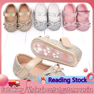 Nice_1 par de zapatos de bebé Bowknot diseño antideslizante de cuero sintético recién nacido cuna zapatos para niñas (1)