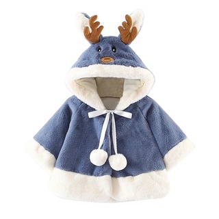 bebé niñas chaquetas de navidad ciervo patrón lindo con capucha capa abrigo ropa de abrigo (4)