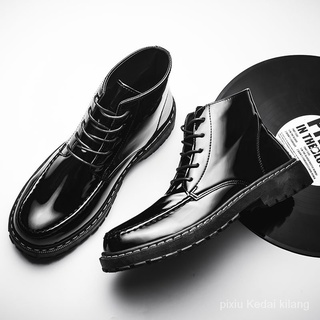 Los hombres de nueva inglaterra pequeños zapatos de cuero Martin zapatos/Martin botas de cuero Real herramientas zapatos Martin botas negro Retro marea zapatos dBtk (8)