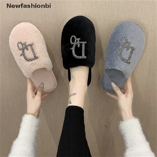 (Newfashionbi) Women's slippers plush shoes home wear non-slip flat-bottomed plush slippers On Sale