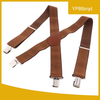 Men Solid Jeans Braces Elastic Adjustable Suspender Y Shape with Metal Clips (1)