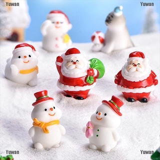 <yuwan> 1 pieza de resina miniatura muñeco de nieve micro paisaje santa claus figuritas
