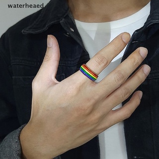 （waterheaed） Stainless Steel Enamel Rainbow LGBT Ring Lesbian Gay Ring On Sale