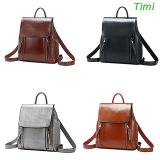 Timi Vintage mochila de cuero PU mochila de viaje escolar bolsas de estudiante para adolescentes