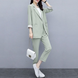 Cosmo M-4XL Blazer Set 2PCS Premium Formal traje de negocios oficina Blazer 3/4 manga abrigo+pantalones más tamaño (8)