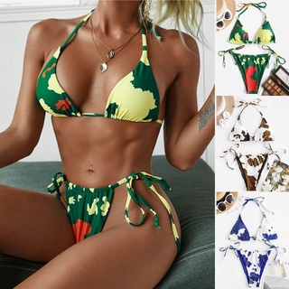 Women Two Piece Cow print split Sets Plus Size Beachwear Swimsuit Bikini