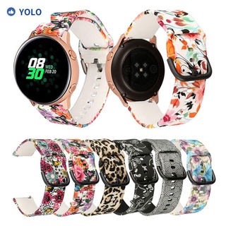 YOLO Soft for Samsung Galaxy Watch Active 2 42mm Sports Flower Printing Silicone Watch Band New Wristbands 20mm Replacement Bracelet Strap (1)