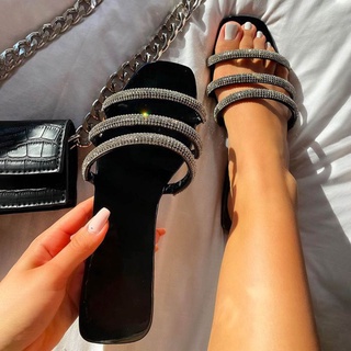 mujer moda casual dedo del pie abierto cristal plano con zapatillas zapatos diarios sandalias
