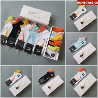 Promotion 5 pares de calcetines deportivos Nike originales estampados con calcetines unisex de algodón (en caja) rainbow02_co (1)