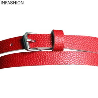 INFA-Niña Señora Cinturón Estrecho Delgado Cuero Mujer Accesorios 10 Colores Caramelo Hebilla De Metal (9)