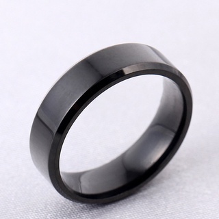 Anillo de dedo de acero de titanio negro para mujeres chapado en oro anillo brillante