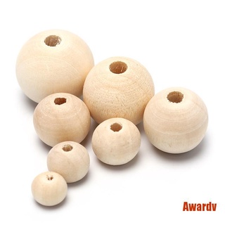 awardv - espaciador de madera redondo, diseño Natural, sin pintar, perlas de bola de madera