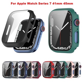 Para Apple Watch Series 7 41mm 45mm Case 360 Cobertura Completa PC Cubierta Protectora Caso Shell Con Protector De Pantalla De Vidrio Templado