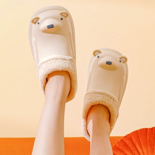 De dibujos animados caliente invierno zapatillas de algodón lindo oso pareja casa antideslizante zapatos