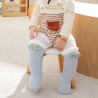 Dahua calcetines largos De lana De Coral para bebé niña De lana hasta la rodilla/multicolores (6)