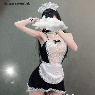 Shb > Bow Lace Cosplay Maid Uniforme Lencería Sexy Halloween Juego De Rol Disfraces Bien
