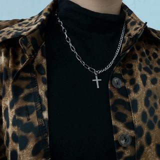 Trendy Hip Hop Cross Pendant Necklace Retro Simple Chain Stitching Accessories