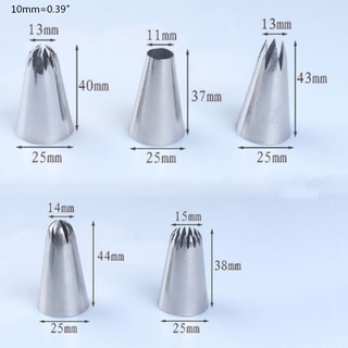 SH 5Pcs/Set Icing Nozzles Cake Decorating Piping Cookie Cream Sizing Tip Stainless Steel DIY Baking Tools Supplies (5)
