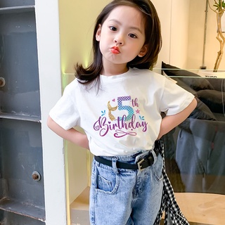 Sirena Cumpleaños 1-5 Años De Edad Camiseta De Bebé Niña Fiesta Ropa (1)
