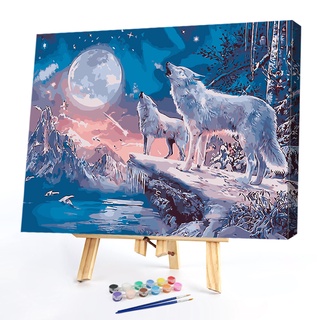 dos lobos pintura por números pintado a mano pintura acrílica lienzo dibujo