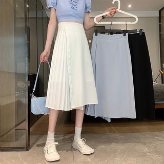 Falda plisada mujer verano 2021 nuevo diseño de cintura alta de longitud media nicho irregular falda de una línea