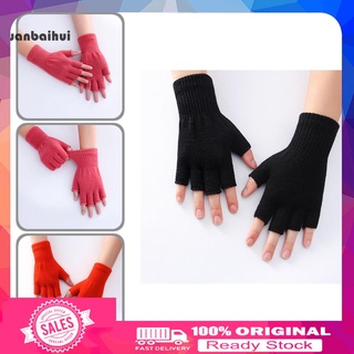 W guantes elásticos sin dedos de fibra acrílica/medio dedo Unisex/guantes finos para mujer