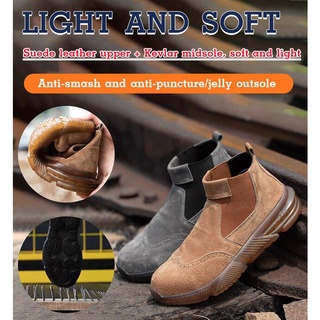 Zapatos de seguridad de gamuza para hombre, transpirables, antideslizantes, antideslizantes, resistentes al desgaste