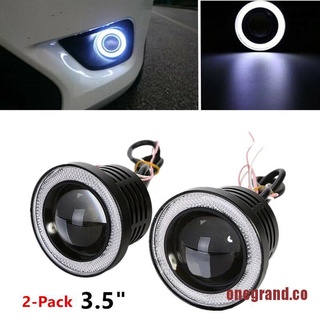 ONEGAND 1* 3.5" Angel Eyes LED Fog Light Car SUV Universal White Driving Head Lamp 12V
