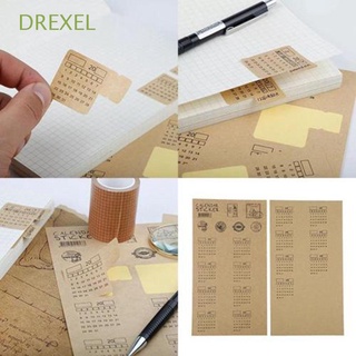 drexel retro calendario adhesivo universal índice de papel kraft cuaderno diy escrito a mano kawaii escritura a mano 4 hojas etiqueta