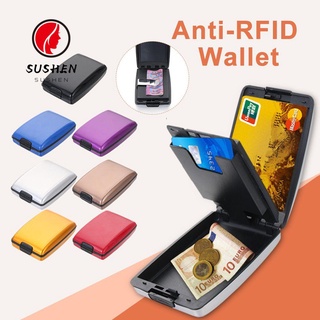 Sushen Business Money Clip Metal tarjeta caso RFID cartera titular de la tarjeta de crédito no escaner antirrobo multifunción monedero/Multicolor