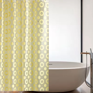 Libre gancho cortina de ducha impresión círculo amarillo PEVA engrosado cortina de ducha