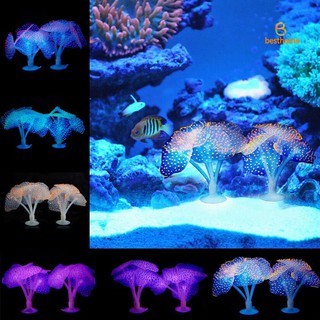 BH tanque de peces brillante medusas artificiales silicona simulada plantas acuáticas fluorescentes vívidas medusas decoración de acuario (1)