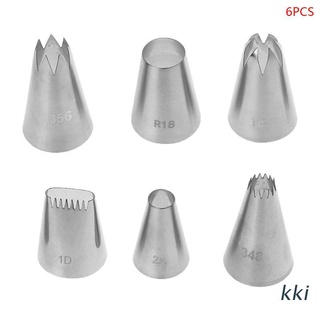 kki. 6Pcs/Set New Arrival Tip Set Cream Cookie Piping Nozzle Baking Tools For Cake Decoration and Pastries DIY Stainless Steel
