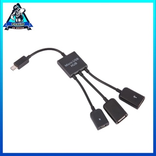 3 en 1 Micro USB HUB macho a hembra doble USB Host OTG Cable adaptador