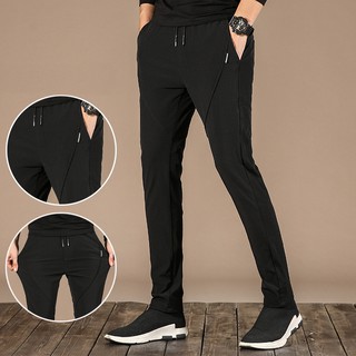 Pantalones de los hombres pantalones mediados de la cintura elástica transpirable pantalones de secado rápido pantalones de encaje multi color negro gris real azul M-5XL