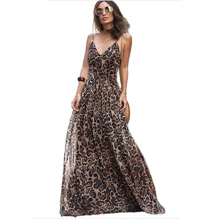 Verano nuevo vestido de leopardo gasa vestido sin mangas mujer (5)