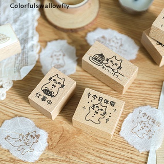 colorfulswallowfly gato diario lindo de madera sellos de goma para bricolaje papelería scrapbooking diario decoración csf