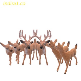 indira1 Set of 6 christmas Deer Figurines Cake Toppers for christmas decor , Deer toy display，