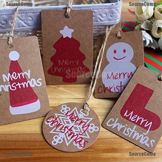[fuente] 100 pzs etiquetas de papel Kraft para navidad decoraciones navideñas con hilo de yute
