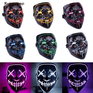[ruisurpap] máscara de puntadas de neón de alambre led luz hasta disfraz fiesta purga halloween cosplay máscaras venta caliente